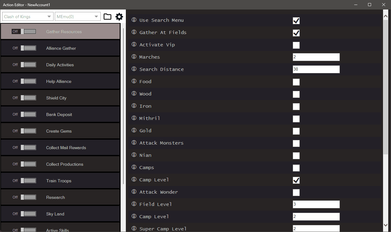 Clash of Kings bot settings, screenshot 4