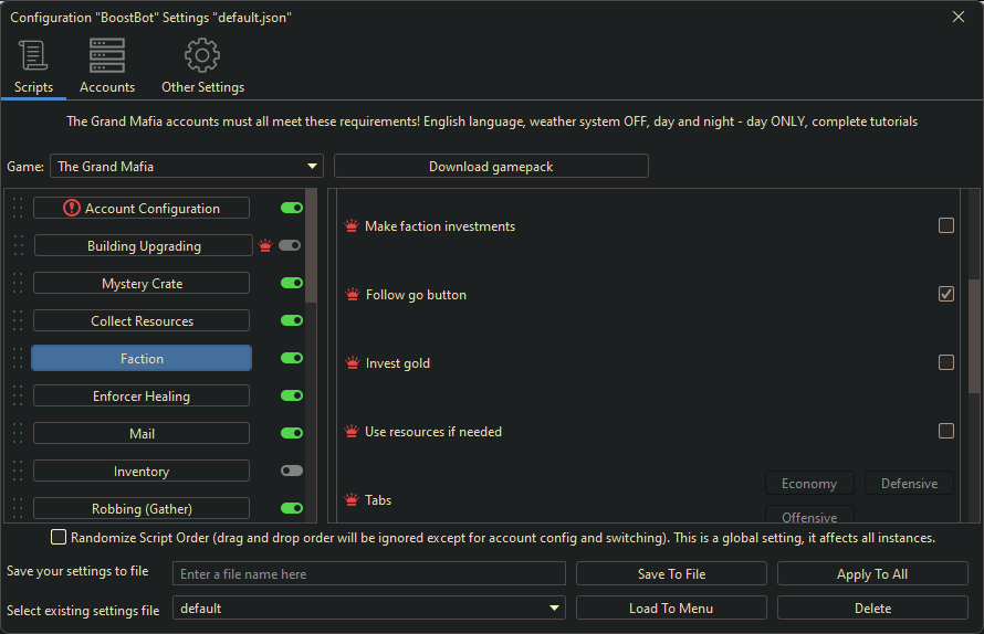 Grand Mafia Bot 4 Grand Mafia Bot Settings 3