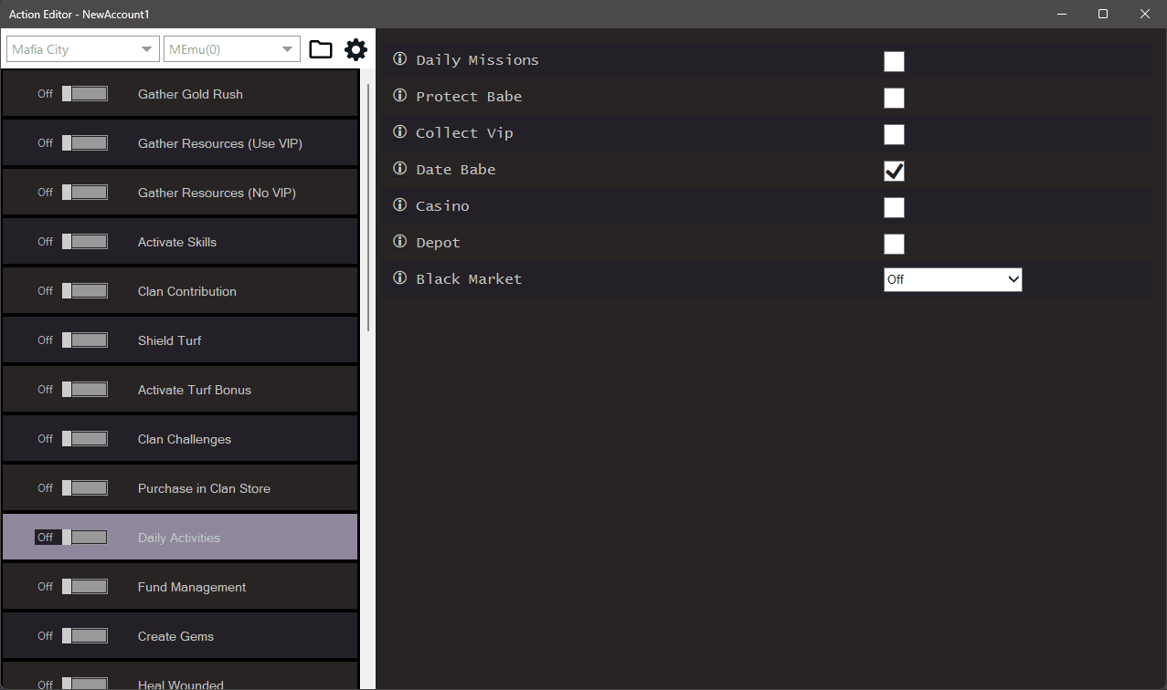 Mafia City bot settings, screenshot 3