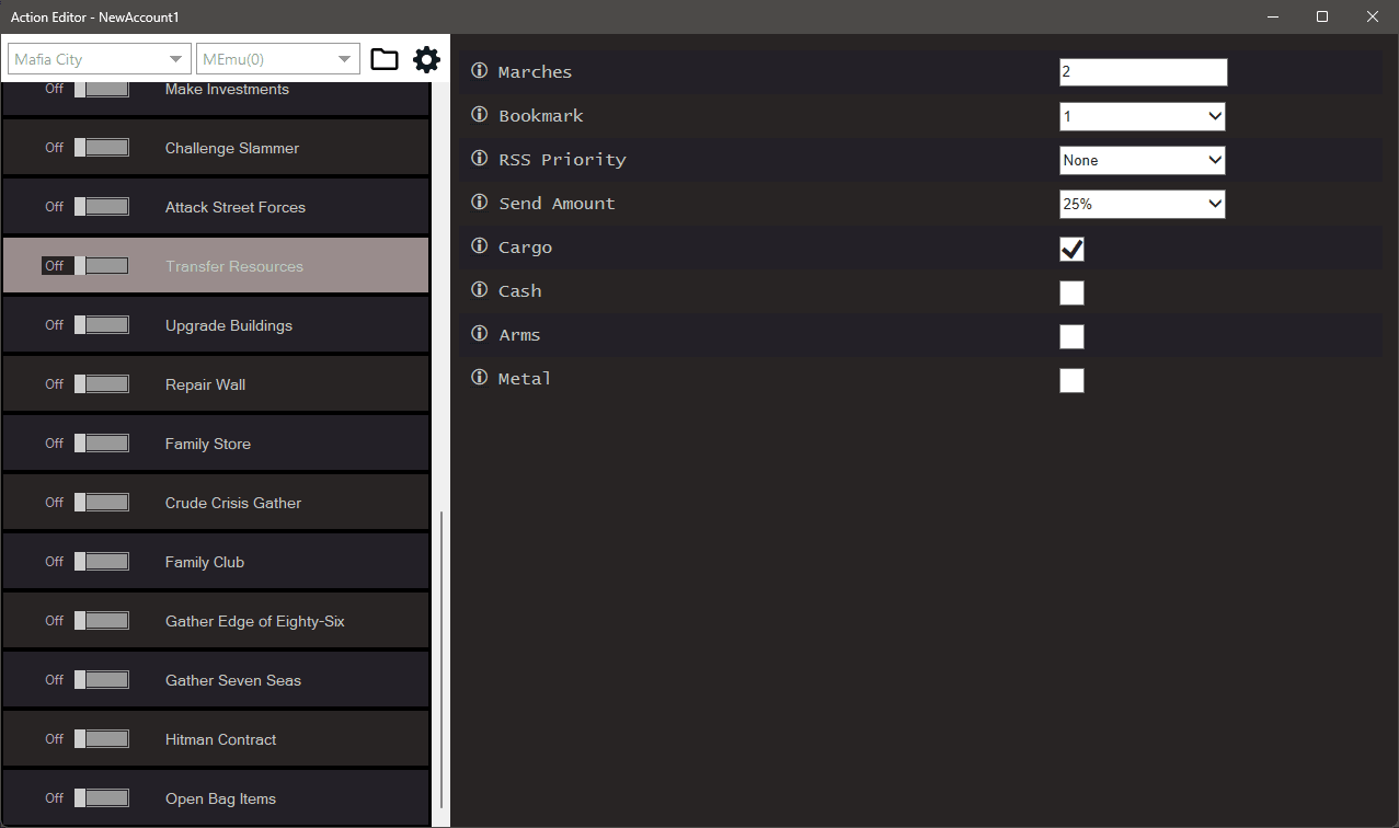 Mafia City bot settings, screenshot 4