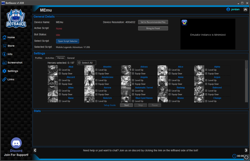 Mobile Legends Adventure Bot Settings 2