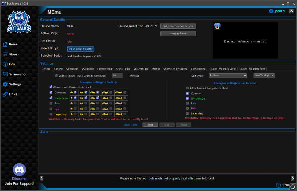 Raid Shadow Legends Bot Settings 1