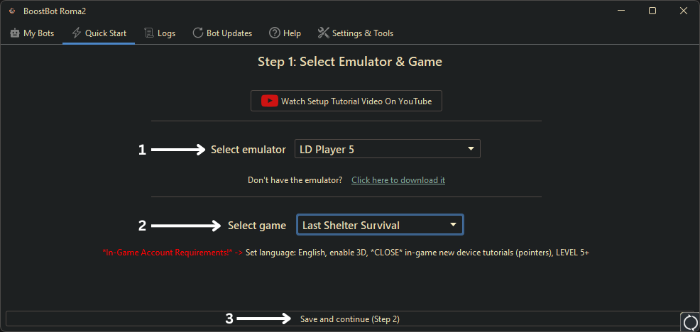 Get Started 3 Select Emulator And Game