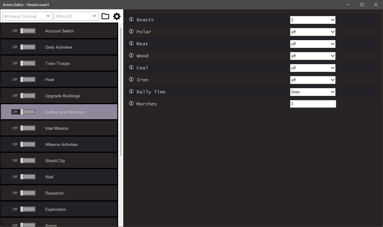 Whiteout Survival bot settings, screenshot 2