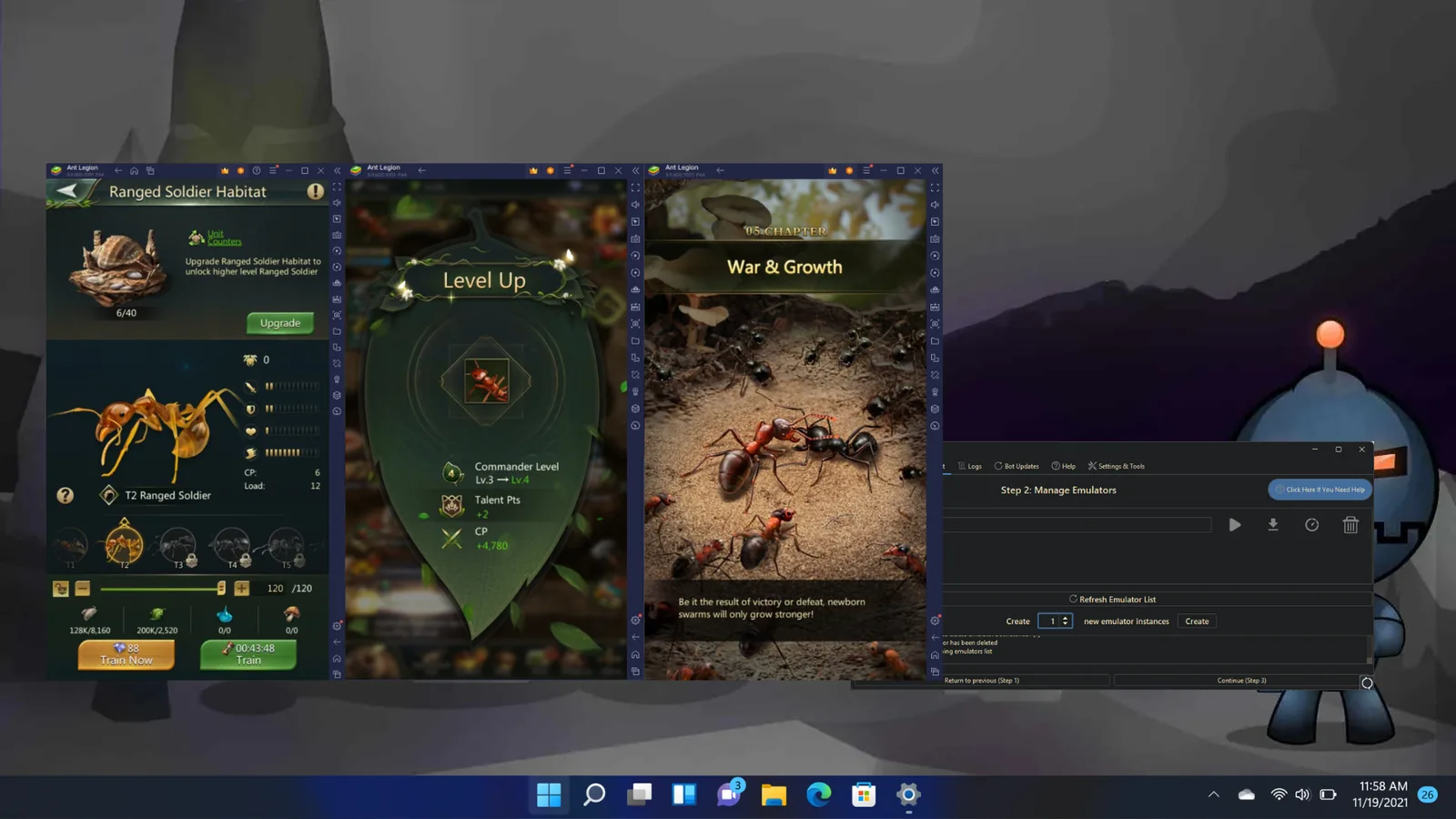 Ant Legion Bot 3 Ant Legion Bot Running Three Ant Legion Instances On A Windows Desktop