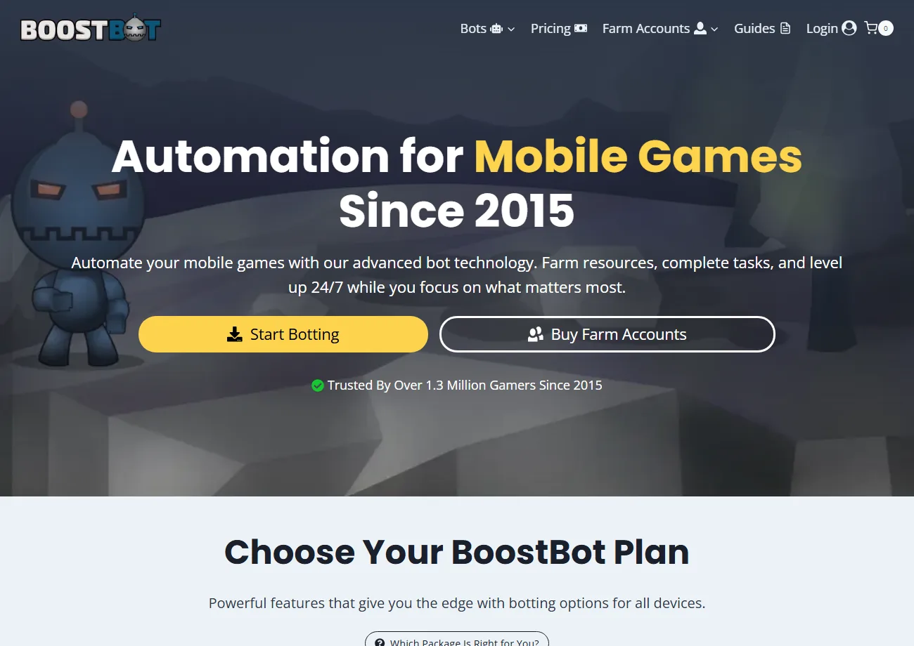 Boostbot Homepage Hero, Automation For Mobile Games Since 2015